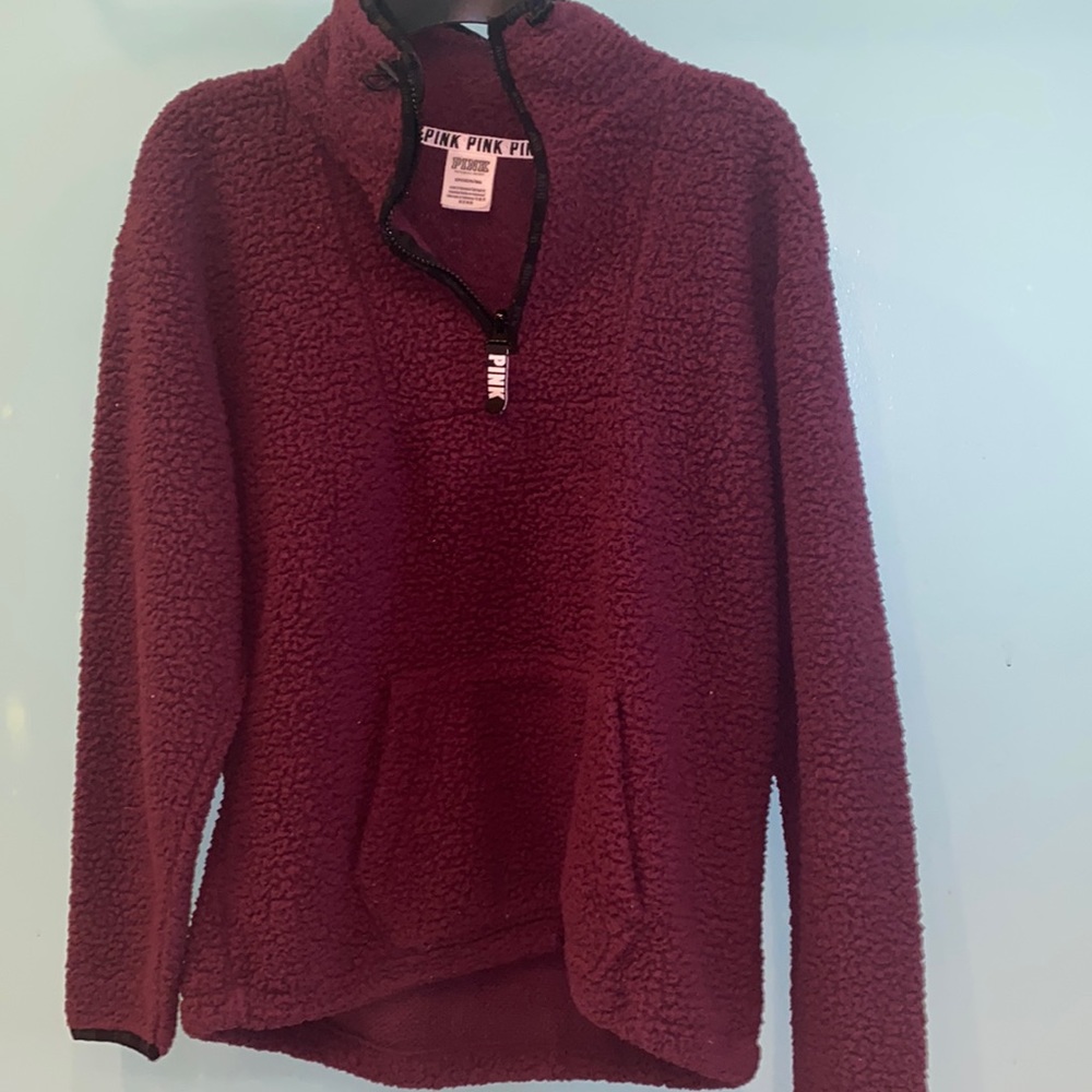 PINK Maroon quarter zip